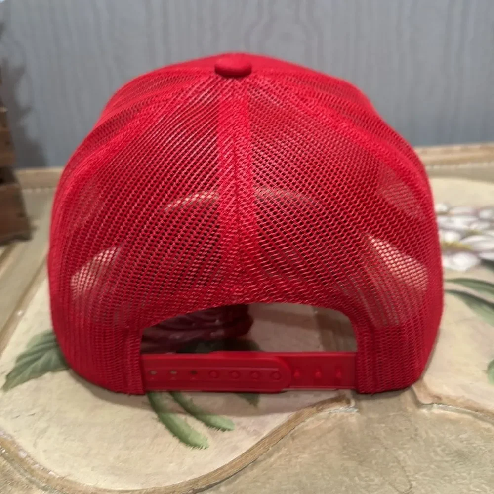 NWT Cocky Rooster Snapback Mesh Trucker Cap Hat Red